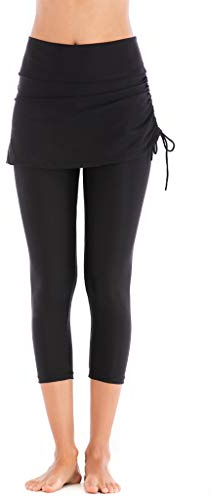 Badehose Damen Schwimmhose Capri Schwimm Leggings Mit Rock Sonnenschutz Tights Sporthose Knielang Badeshorts Von Allence