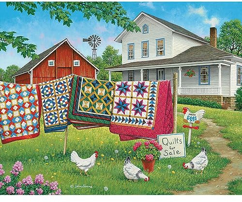 Bits and Pieces - 1000 Piece Jigsaw Puzzle for Adults 24 x 30 - Fresh Eggs and More - 1000 pc Classic Farmhouse Quilt Jigsaw by Artist John Sloane …