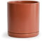 D'vine Dev Pot de fleurs rond en céramique de 20,3 cm avec trou de drainage et soucoupe, pot de fleurs rond pour intérieur, rouge terre cuite, 94-O-D-4