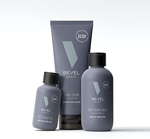 Bevel Shaving Kit for Men - Includes Pre Shave Oil, Shaving Cream and After Shave Balm, Helps Reduce Skin Irritation and Prevent Razor Bumps