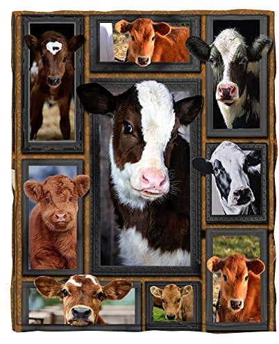 ChriHome Flannel Blanket 3D Young Cow Super Soft Plush Throw Blanket Warm Sofa Couch Travel Bedding Blankets Comfy Bedspread Home Decor Blanket (60'' x 50'')