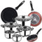 San Ignacio Set Batería de cocina de 8 piezas acero inoxidable + 3 sartenes Ø16/20/24 cm aluminio prensado, aptas para inducción, PK3361