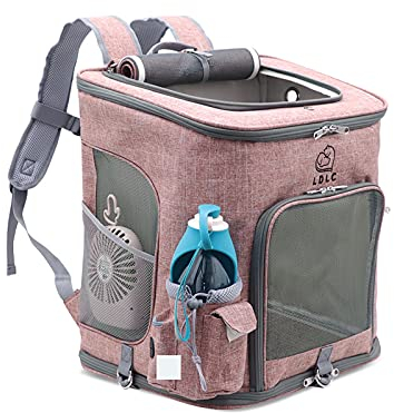 PETCUTE Hunderucksack,Faltbarer Katzenrucksack für Katzen und Hunde mit Abnehmbare Matte,Atmungsaktive Haustier Rucksack mit Verstellbare gepolsterte Riemen,Aufbewahrungstasche für Draussen Reisen