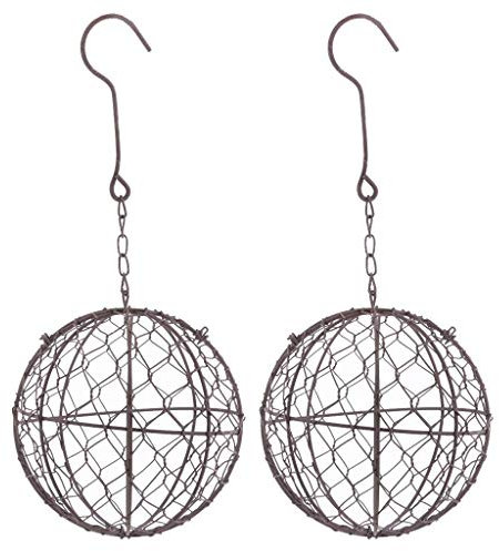 U/D 15cm Metal Ball Wall Hanging Wire Planters Basket Metal Vases for Indoor Outdoor Garden Plants Succulents Faux Flowers Strawberry