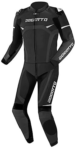 Bogotto Misano 2-Teiler Motorrad Lederkombi, schwarz/grau, 52