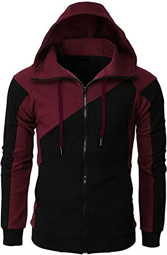 Ophestin Mens Zip Up Jacket Hoodies Running Breathable Hooded Tracksuit Sweatshirt Comfy Gym Clothes for Men Jogging Work Tops Red L