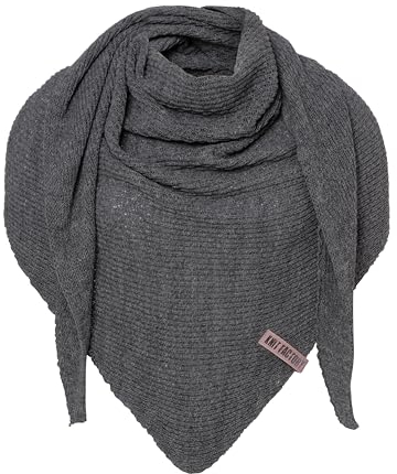 KNIT FACTORY - Gina Dreieckstuch - Fein Gestrickter Damen Schal - Tuch Schal - Für Frühling, Sommer und Herbst - Anthrazit - 190x85 cm