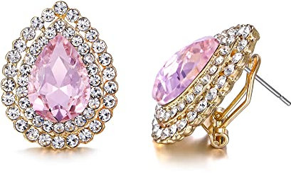 EVER FAITH Orecchini a lobo in cristalli austriaci da sposa, eleganti orecchini in strass Goccia per Donne Rosa Oro-fondo