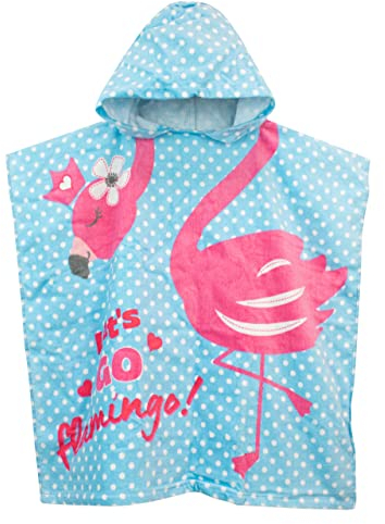 Harry Bear Mädchen Handtuch Poncho Flamingo Blau One Size