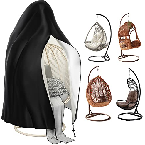 Hängesessel Abdeckung, Outdoor Swing Egg Chair Cover mit Reißverschluss, 210D Oxford Wasserdicht Schutzhülle Hängesessel Eierstuhlbezüge, 115 x 190 cm (schwarz)