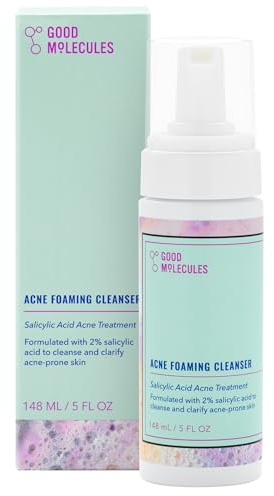Good Molecules Acne Foaming Cleanser - 2% Salicylic Acid Foam Cleanser - Gentle Acne Face Wash with Alcohol Free Witch Hazel and Aloe - Skin Care for Face