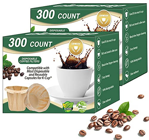CAPMESSO Einweg-Kaffeepapierfilter, Ersatz-Kerig-Kaffeefilter, kompatibel mit wiederverwendbaren Einzelportionspads, Keurig Kaffeemaschine, 600 Stück (natürlich)