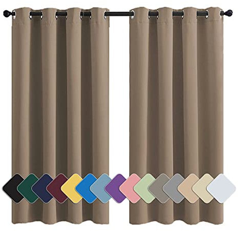 MENGH Verdunkelungsvorhänge Schlafzimmer Kinder Vorhang Blickdicht Hochwertige Qualität Kälteschutz, für Jugendzimmer Kinderzimmer Hellbraun 1 Stück, 220x160cm(HxB)