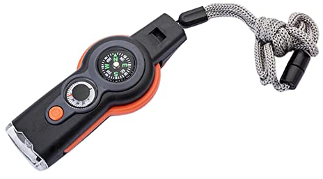 Milageto Outdoor Notfallpfeife mit Kompass und Taschenlampe