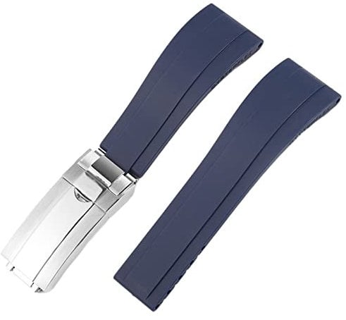 IOTUP WatchBand für Rolex SUBMARINER Yachtmaster DAYTONA Silikon Wasserdicht Uhrenarmband Uhrenzubehör Gummi Uhrenarmband Kette Uhrenschnalle mit Logo, 20 mm, Achat