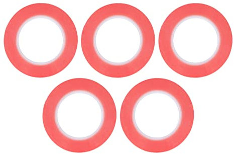 5 Stück Doppelseitiges Klebeband, Abnehmbares Doppelseitiges PET Klebeband, Diversifizierung, Superklebriges, Robustes Doppelseitiges Klebeband für Bastelarbeiten, Geschenkverpackungen, Rot(3mm)