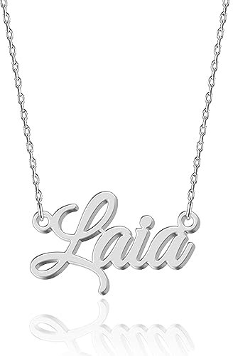 UMAGICBOX Collar de Plata Personalizado con Nombre Laia - Colgante de Acero Inoxidable Grabado a Medida para Mujeres - Regalo para Cumpleaños, Aniversarios, Graduaciones y Día de San Valentín