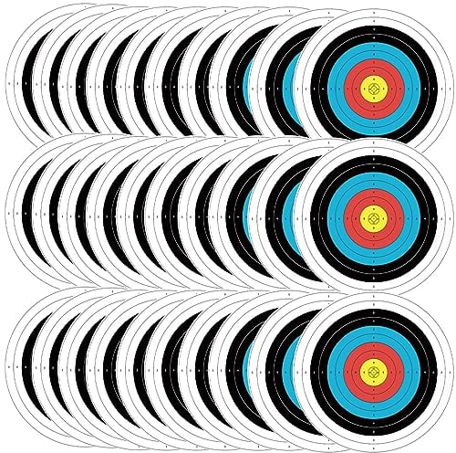 EULAPGOE Bogenschießen Ziel Bogenschießen 30 Stück Zielscheiben Papier, Bogenschießen Zielpapier für Bogenschießen Training 40X40cm Internationaler Standard 10 Ring Papier-Scheibenauflagen