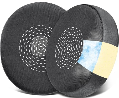SOULWIT Gel de Refroidissement Mousse Coussin Coussinets pour Jabra Evolve2 75 PC (Ne Convient Pas à l’Evolve 75), Coussinets d’Oreille en Tissu de Soie Glacée, Mousse d’Isolation phonique