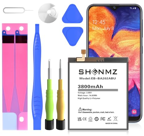 Akku für Samsung Galaxy A10e, EB-BA202ABU Interner Ersatzakku Hohe Kapazität für Samsung Galaxy A10e, Galaxy A20e, emit Reparatur Toolkit