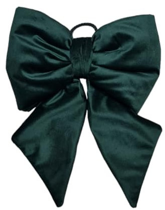 Fiocco di Natale in velluto imbottito, decorazione natalizia per albero e ghirlanda dietro porta, dimensione 28x35cm (Verde)