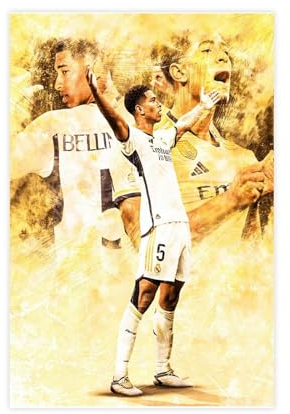 Jude Bellingham Fußball-Poster, 16 Stück, Leinwand-Poster, Wandkunst, Dekor, Bild, Gemälde für Wohnzimmer, Schlafzimmer, Dekoration, ungerahmt, 20 x 30 cm