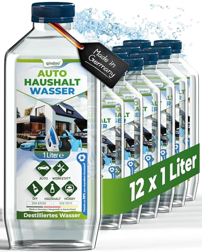 Qindoo Destilliertes Wasser Auto Haushalt, Aqua Dest (12 Liter)