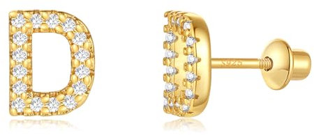 Buchstabe Ohrringe Silber 925, Initiale D Kleine Gold Ohrringe für Mädchen Damen Geburtstag