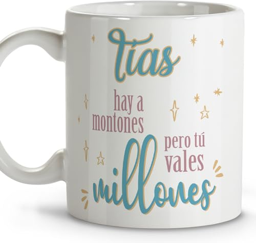 Regalos originales para mujer. Tazas de te. Regalo tía. Regalos para mi tía. Taza cerámica 330 ml.