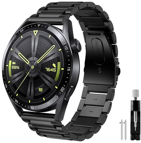 Syxinn 22mm Acier Inoxydable Bracelet pour Huawei Watch GT 3 46mm/GT 4 46mm/GT 2 46mm/GT 2 Pro/GT 2e, Huawei Watch 3/3 Pro Bracelets en Métal Bande pour Galaxy Watch 3 45mm/Gear S3 Frontier/Classic