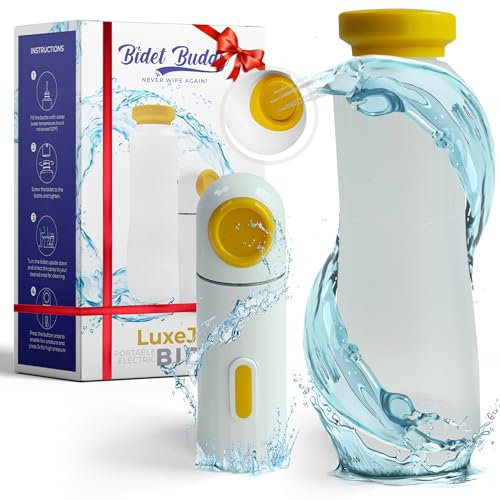 BIDET BUDDY® LuxeJet Portable Bidet for Travel | 300ml/min Flow | 450mAh Battery | 350ML Bottle | IPX7 Waterproof | USB-C Charging | Gentle & Safe for Postpartum & Babies with Soft Pressure