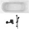 Jacob Delafon Pack Baignoire Droite 170 x 75 Elise + Pack pommeau et mitigeur Bain Douche Noir Mat Aimé + vidage