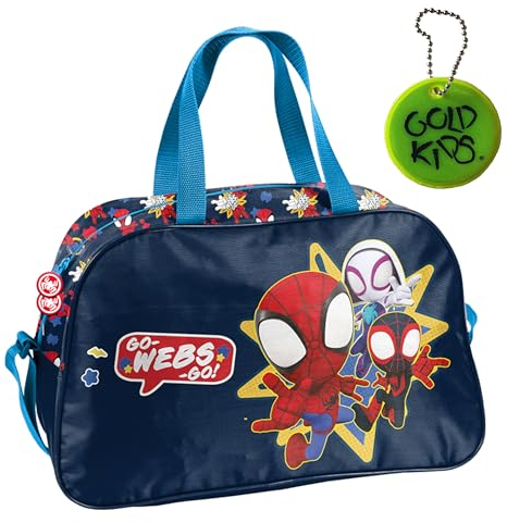 Goldkids - Sporttasche Kinder für Mädchen & Jungen - Umhängetasche mit Spiderman Motiv - Schwimmtasche mit verstärktem Boden - Trainingstasche 40 cm x 25 cm x 15 cm