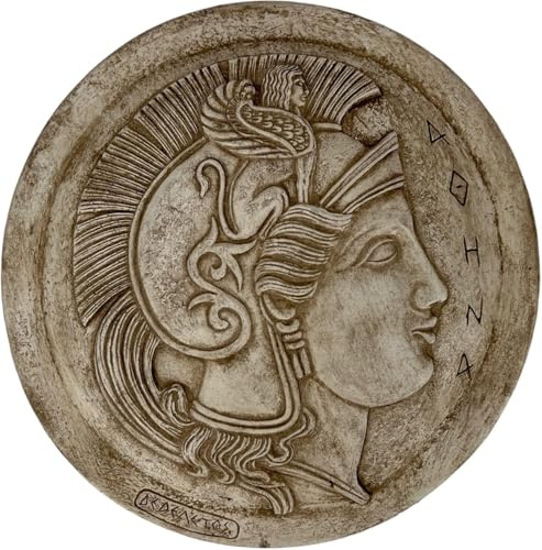 Griechische römische Göttin Athene Schild Münze Skulptur Statue Relief Wanddekoration