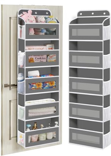 KYEVIS Over The Door Organizer Storage, 5 Shelves Door Organizer Hanging with 10 Mesh Pockets, Behind Door Storage - Ideal for Newborn, Nursery, and Baby Essentials Daily Use(Dark Gray)