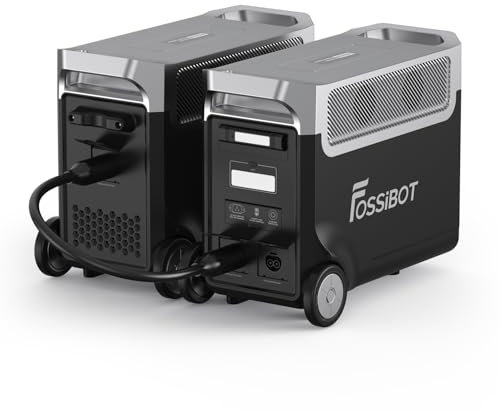 FOSSIBOT F3600 Pro Générateur solaire portable 7,68 kWh/3600 W, avec batterie supplémentaire, poignée et roues, pour la maison, le camping-car, les urgences