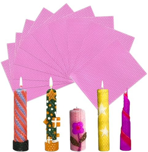 Editbar 20 Stück Bienenwachs Kerzen,20 * 15cm Bienenwachsplatten Für Kerzen,（Rosa）Bienenwachskerzen,Naturprodukte,Machen Sie Ihre Eigenen Kerzen,Zur Kerzenherstellung,Basteln,Weihnachtskerzen