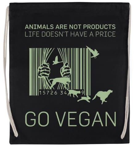 Ameretee Go Vegan Schwarzer Turnbeutel Sport Unisex