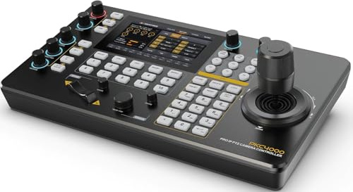 PKC4000 IP and PTZ Camera Controller; 5 Inch Touch Screen; 4D Joystick; Control via IP, RS-422, RS-485, and RS-232; Up to 100 IP Cameras on a Single Network; 6 User-assignable Keys
