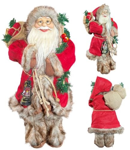 Weihnachtsmann-Figur mit Geschenksack, Weihnachtsdekoration für das Wohnzimmer, stehende Tischdeko, ideal für eine Festliche Atmosphäre, Santa Claus Deko für Ihr Zuhause, Christmas Paradise