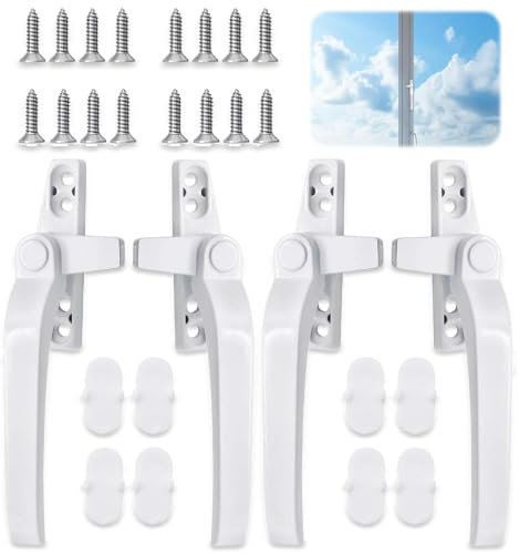 4PCS Window Handle Replacement - Lockable UPVC Handles Set | Window handles for UPVC/sliding doors2 left+2 right,Security lock,corrosion-resistant,Screws&caps included,Easy install
