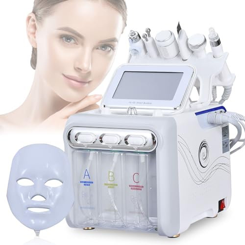 Hydrogen Facial Beauty Machine with Smart Screen, 7 in 1Multifunctional Hydrodermabrasion Machine for Skin Cleaning Caring, Profession Skin Rejuvenation Small Bubble Device for Home Salon Spa (Gray)