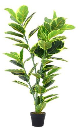 Warmiehomy Ficus Tree Artificial Plant 120cm/4ft Tall Fake Rubber Plant in Pot Large Realistic Faux Decorative Tree Indoor House Garden Plants for Home Office Decor