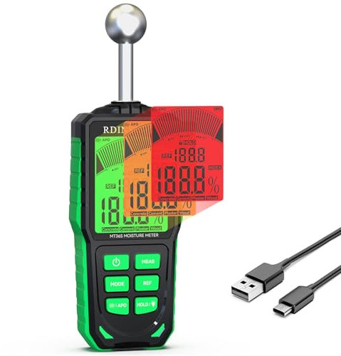 Testeur d'Humidité MT36S Non Destructif 5-40mm avec Écran LCD 3 Couleurs Détecteur Humidité Mur Alarme Fonction pour Murs Maçonnerie Construction Béton