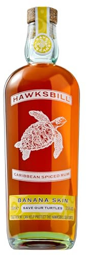 Hawksbill Banana Spiced Rum, Sustainable Dark Liquor Supporting Endangered Sea Turtles, Eco Conscious Traditional Caribbean Rum Spirit for Cocktails, 37.5% Alcohol Drink, 70cl