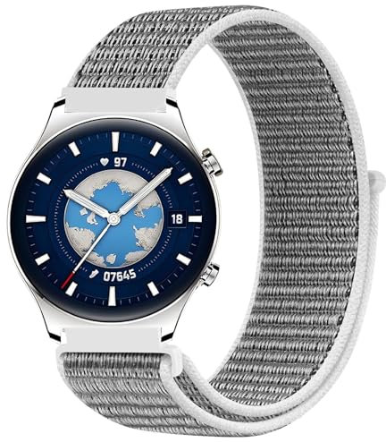 GIOPUEY Nylon Cinturini Compatibile con HONOR Watch GS 3, 22mm Traspirante Sport Loop Cinturino in Morbido Nylon Intrecciato, Donne Uomo - Grey