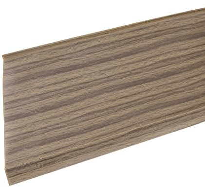 sourcing map Garniture de plinthe flexible à décoller et à coller, 6,1 x 10,2 cm, base murale autocollante en PVC, plinthes pour murs, coins, grain de bois marron