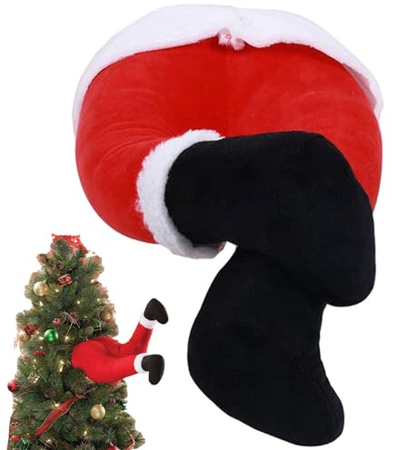 Santa Legs for Christmas Tree Poseable Stuffed Elf Legs Christmas Tree Decorations Indoor Xmas Ornaments for Home Fireplace Party Holiday Decor