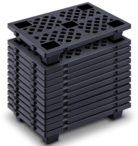 Briwooody Kunststoff-Paletten, leicht, verschachtelbar, Polyethylen, 60 x 40 x 9,9 cm, ineinandergreifende Aufbewahrungspads mit atmungsaktiven Gittern, für Keller, Restaurant, Küche, Supermarkt