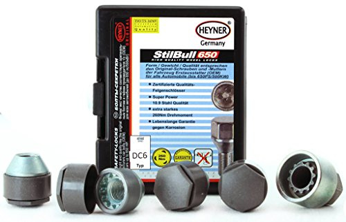 Heyner Germany Stil Block PRO Locking Wheel Nuts Set of 4 with Unique Removal Key Fits Tesla Model 3 2018-on M14x1.5 Tapered Type 870/7TES